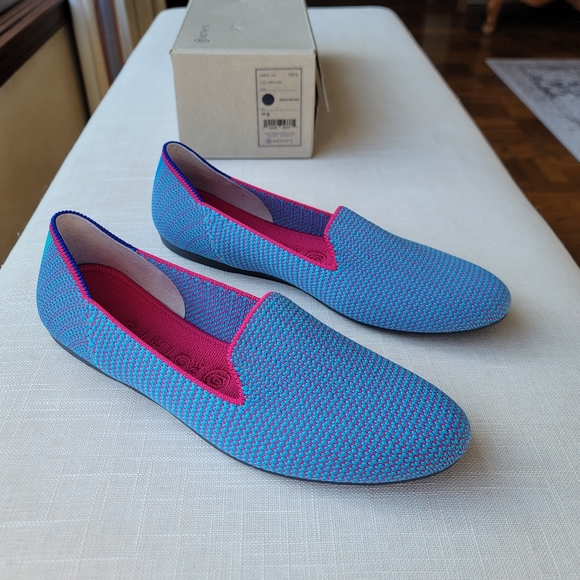 New! Rothy's sz Bluebell Blue Triple Stitch Loafers Flats Shoes